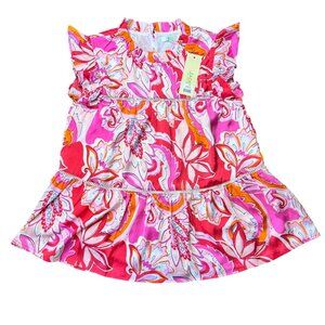 JADE MELODY‎ TAM NWT Womens XS Crimson Paisley Ruffle Cap Sleeve Pullover